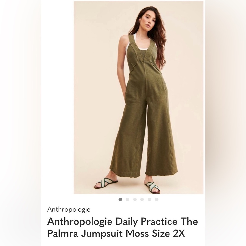 Anthropologie Daily Practice The Palmra Jumpsuit in Moss Size 2X